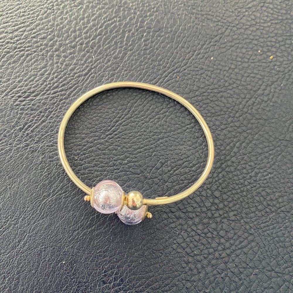 Silver and purple bangle bracelet